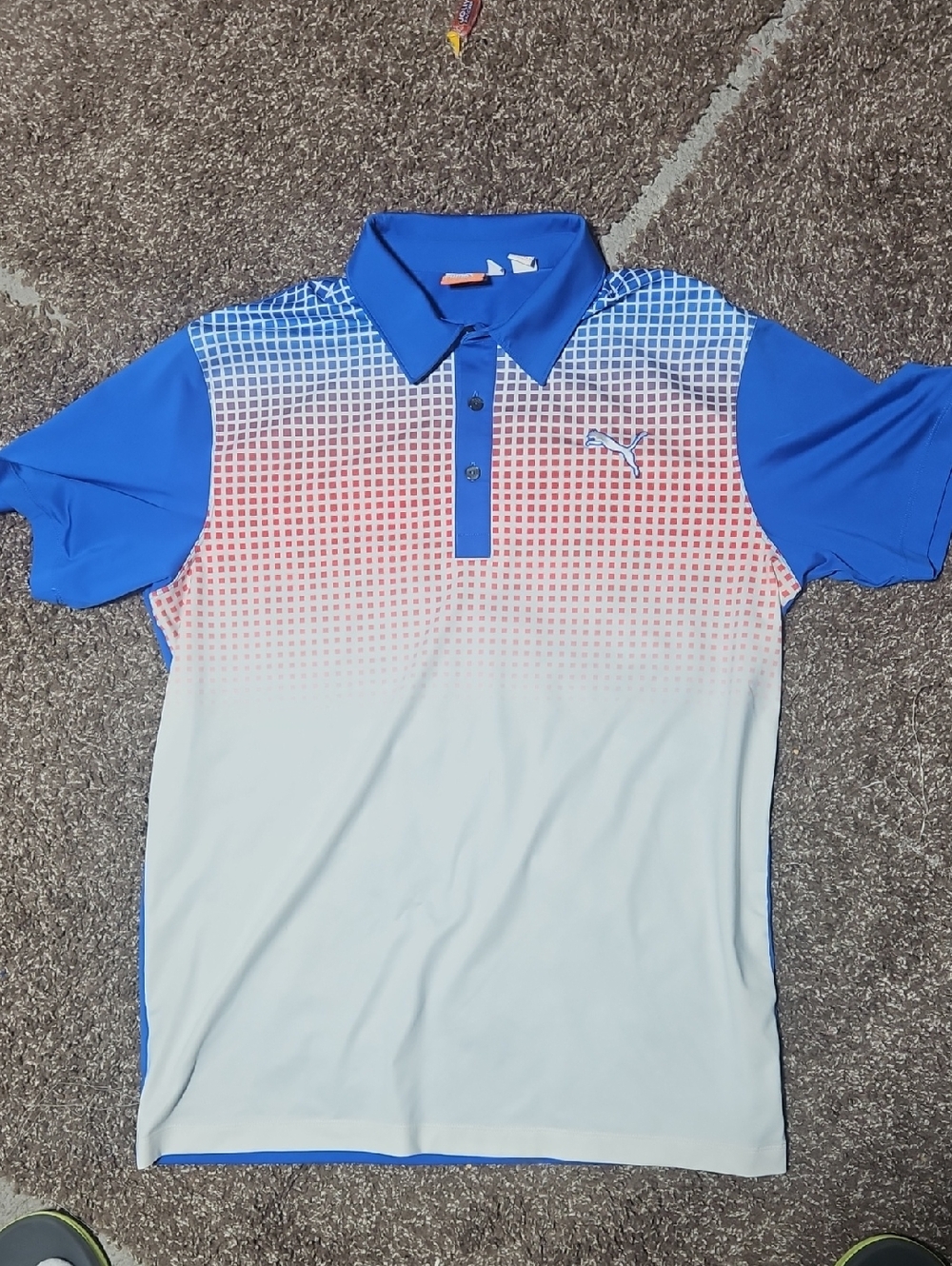Puma Men's Blue, White & Red Gradient Polo